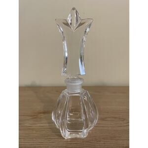 VTG Cristallerie Crystal Fleur de Lis Style Perfume Bottle w Stopper 5.75”